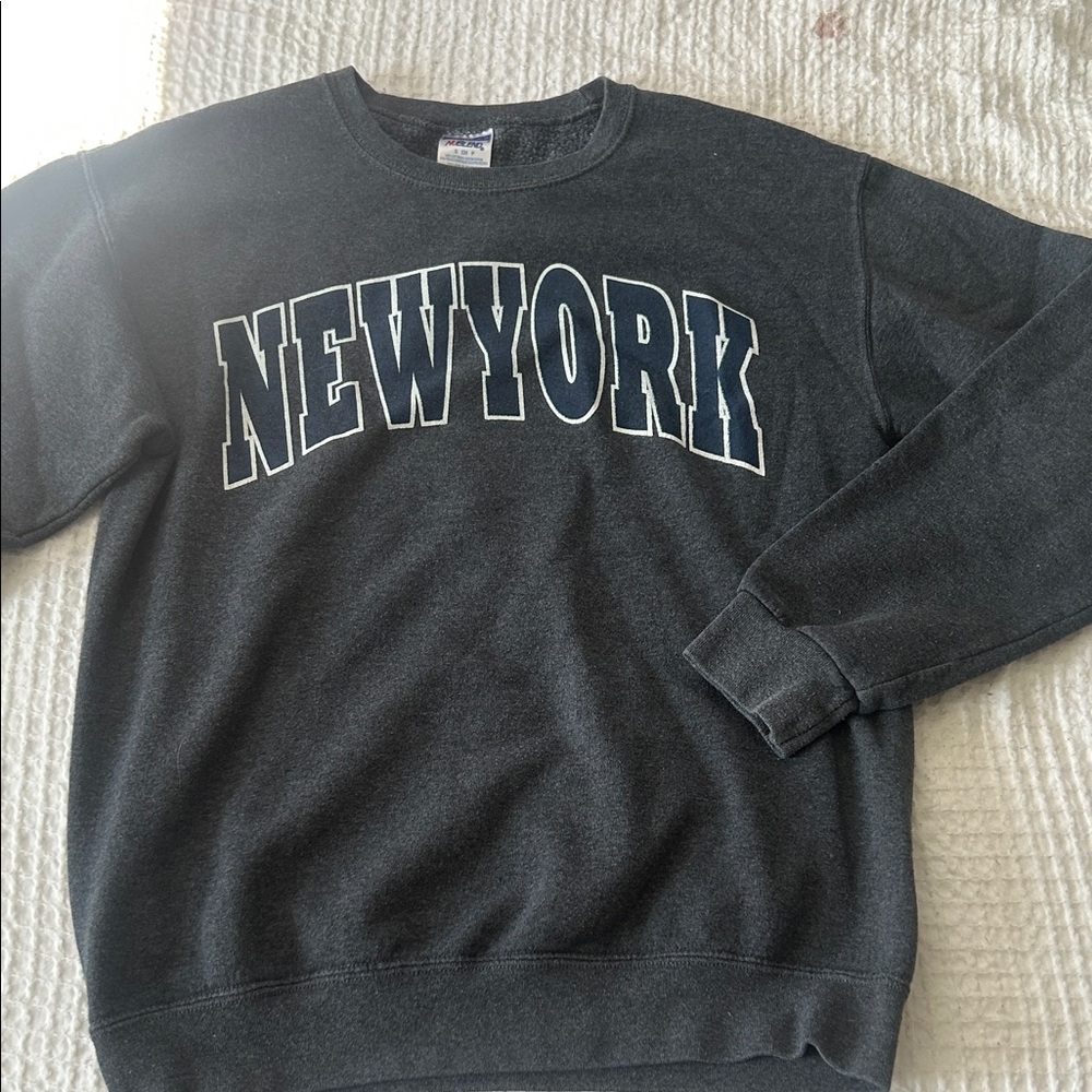 Jerzees New York Graphic Crewneck Sweater - Dark Gray